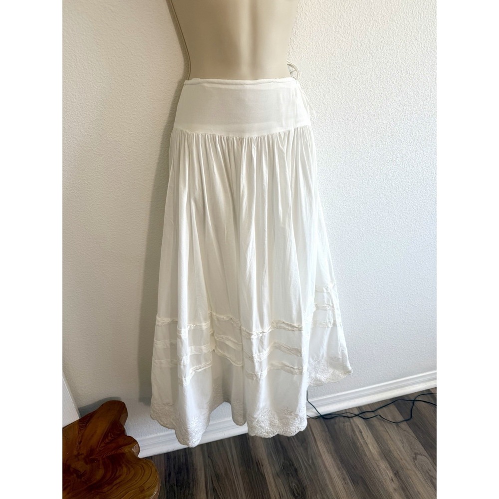 Reformation Aura Maxi Skirt Sz S White Eyelet Lace Trim Prairie Coastal Cowgirl - Picture 8 of 12